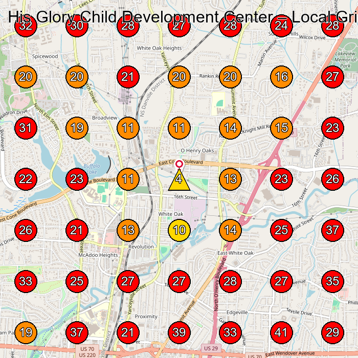 His Glory Child Development Center GeoGrid visibility map for Day Care Center in Holly Ridge
